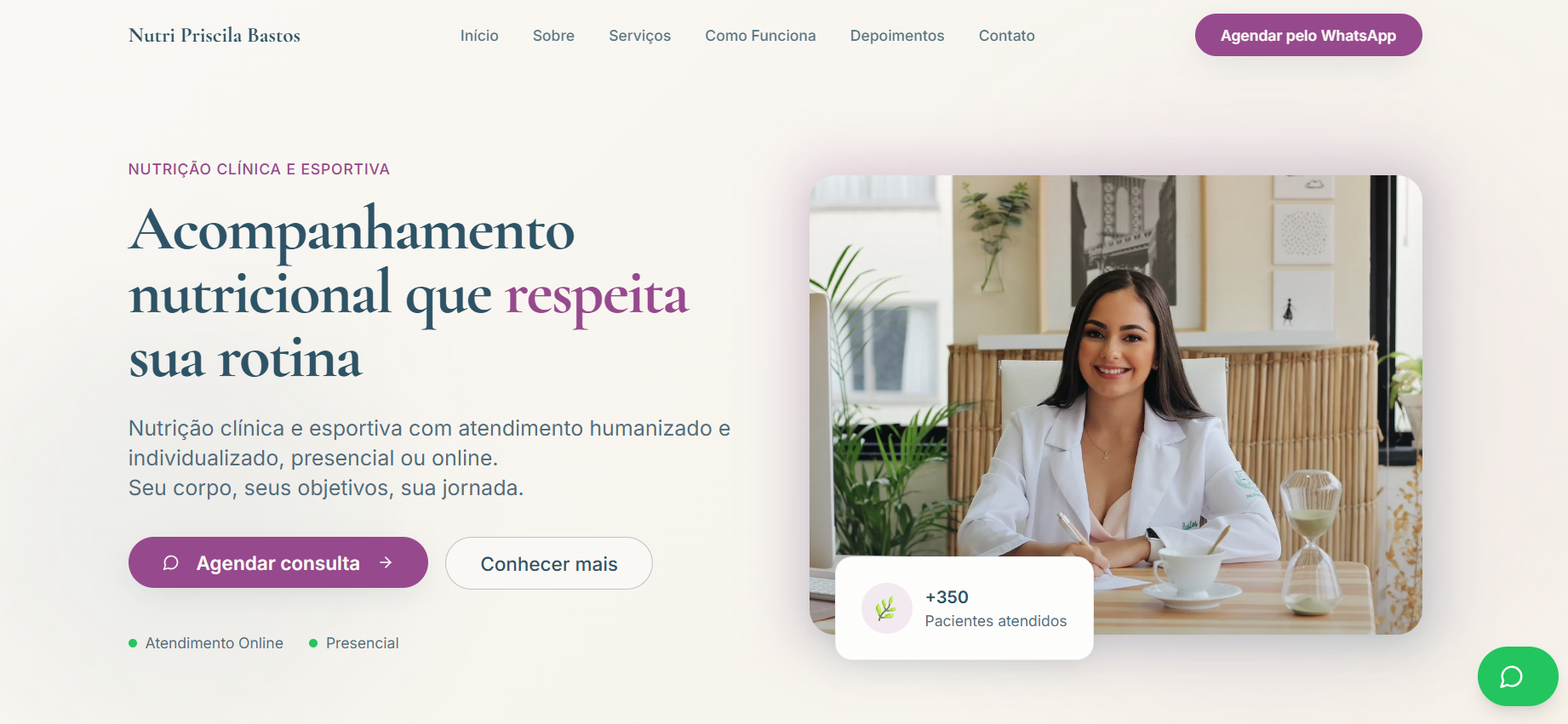 Projeto VLINK: Site para Nutricionista